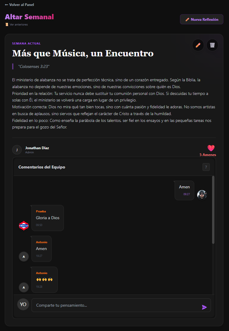 Módulo Altar: Devocionales Internos