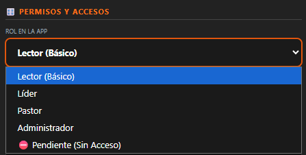 Sistema de roles, permisos y seguridad de NexChurch para proteger datos de Iglesia